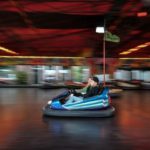 driving bumper cars at The Track in Destin