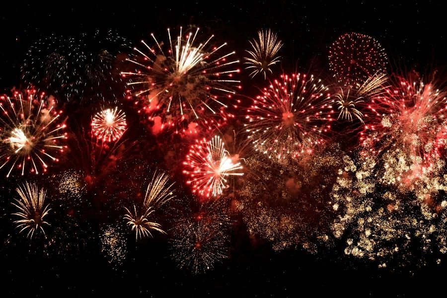 fireworks display at Baytowne Wharf