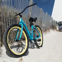 bike parked at the beach on emerald coast